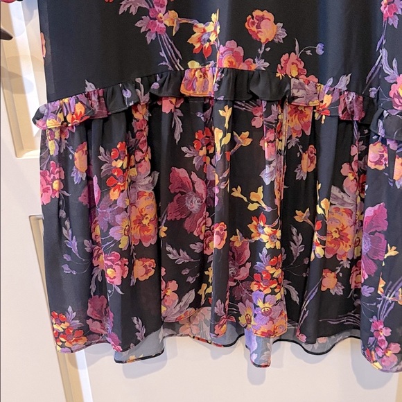 Amanda Uprichard Floral Long Sleeve Dress - Black and Purple.  Never worn - Picture 5 of 12